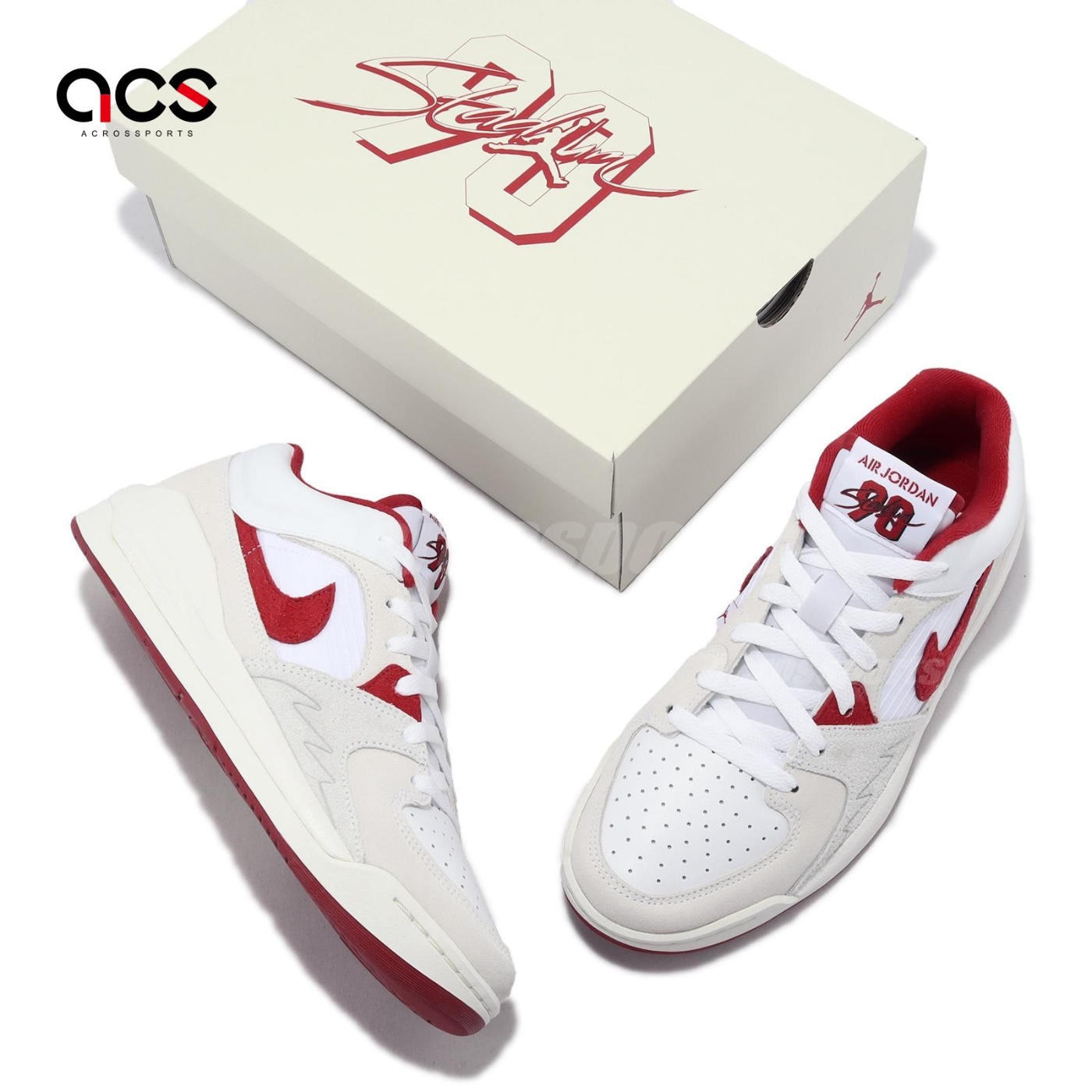 Nike 休閒鞋Jordan Stadium 90 男鞋米白紅麂皮緩震Varsity Red DX4397