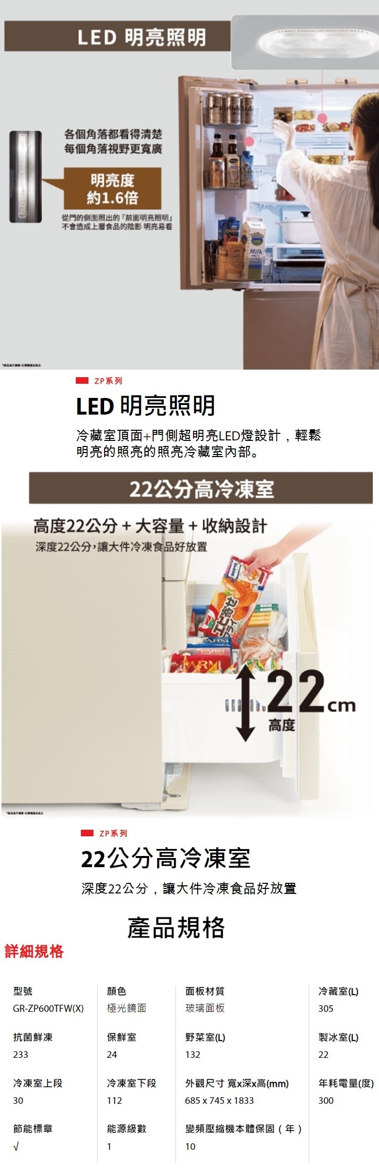 TOSHIBA東芝 GR-ZP600TFWX - 詳情3