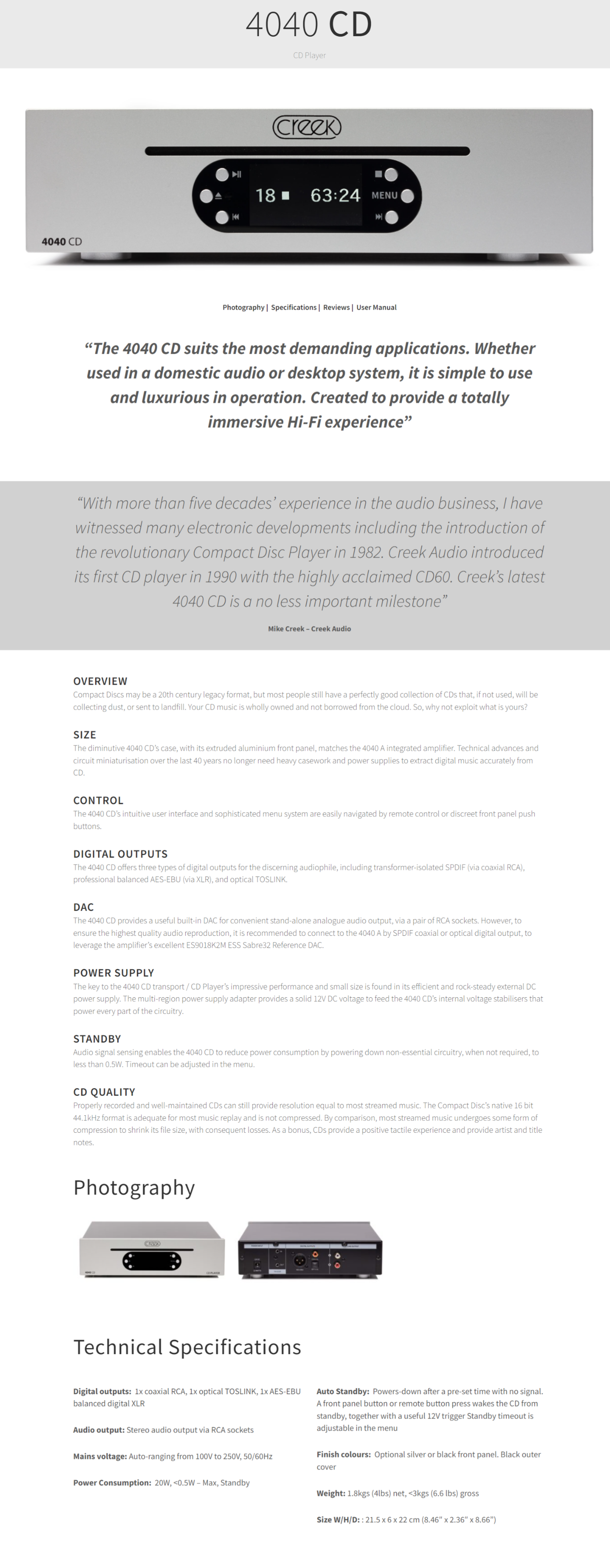 CREEK AUDIO 4040CD - 詳情1