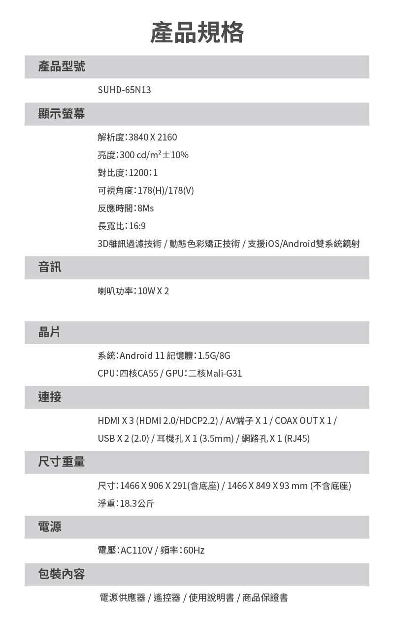 SANSUI山水 SUHD-65N13 - 詳情16