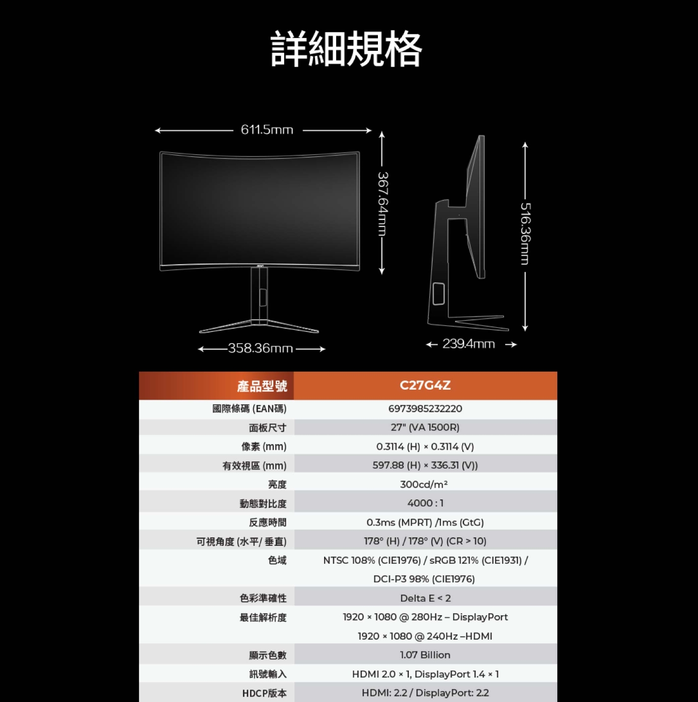 AOC C27G4Z - 詳情12