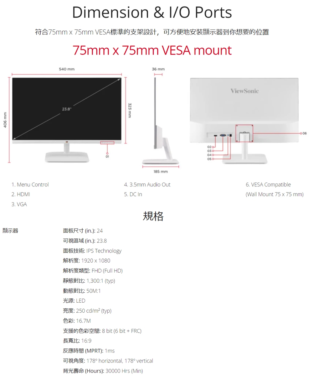 ViewSonic優派 VA2432-H - 詳情10