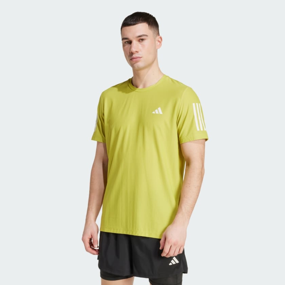 adidas 愛迪達短袖上衣男訓練慢跑亞規OTR B TEE 黃JX2214(S3074