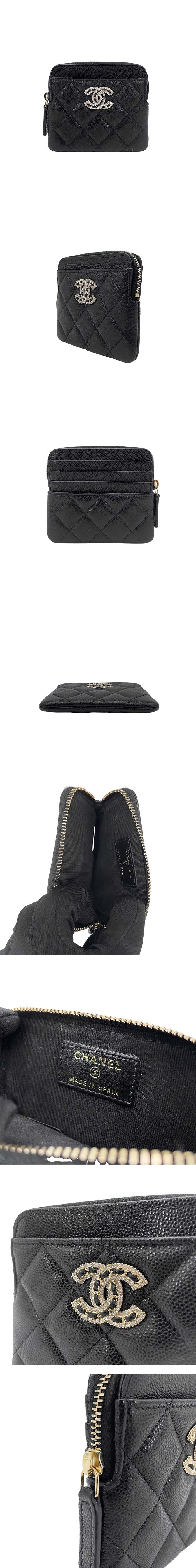 CHANEL★ぶる商品 二手品Chanel 菱格紋牛皮拉鍊吐司零錢包(AP2741-黑) | CHANEL