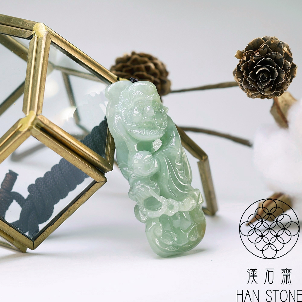 漢石齋】天然翡翠A貨菩提達摩玉佩吊墜冰糯種(26*66*14mm) | 漢石齋