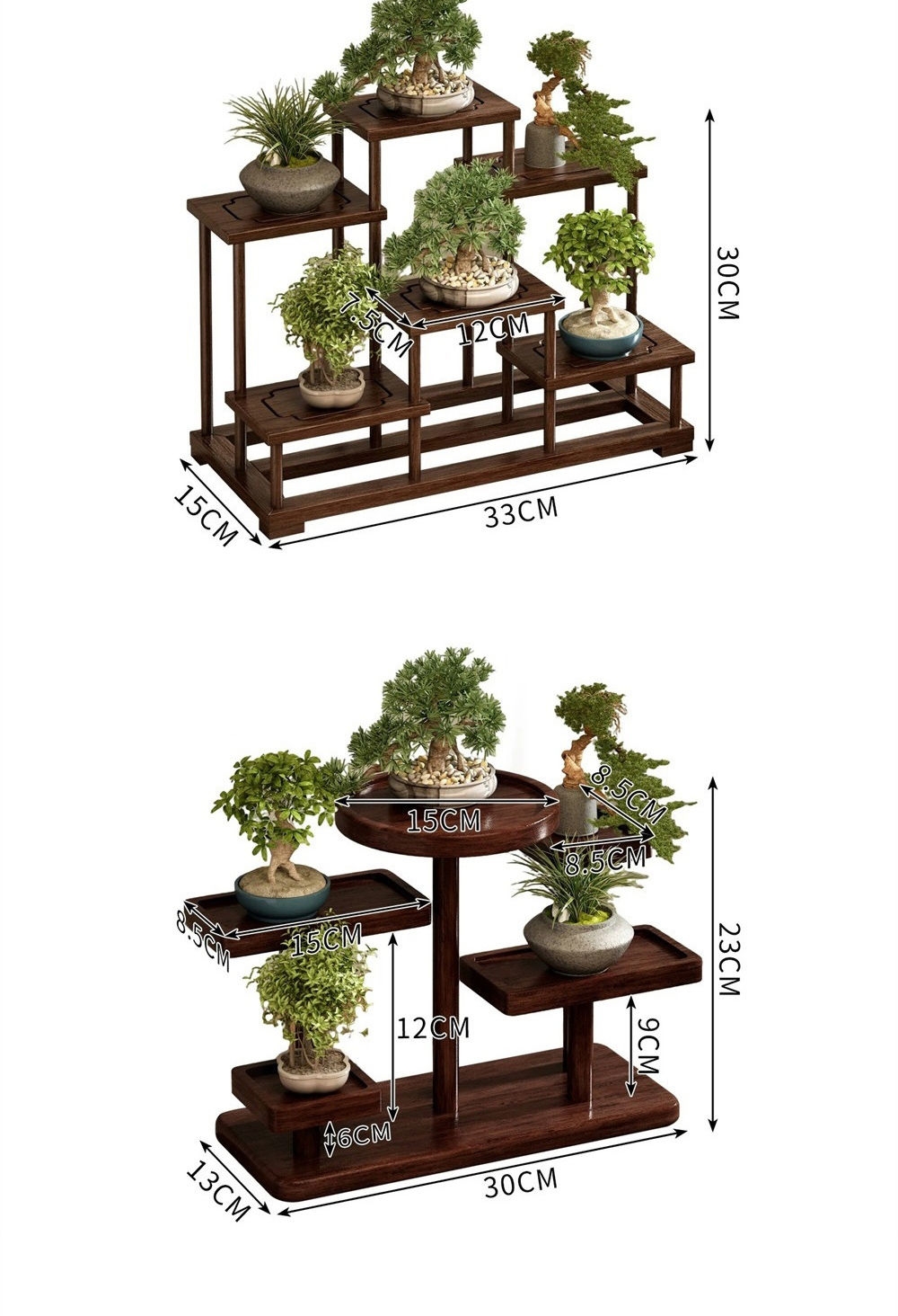 實木桌面博古架花架檯面小型擺件小型盆栽架多肉展示架小花臺| 日用雜貨