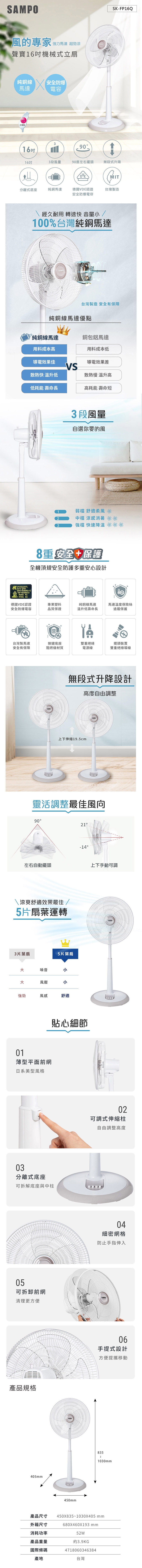 SAMPO聲寶 SK-FP16Q - 詳情2