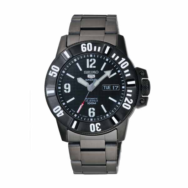 SEIKO 時尚風潮5號機芯機械錶-全黑-MADE IN JAPAN-SNZG85J1