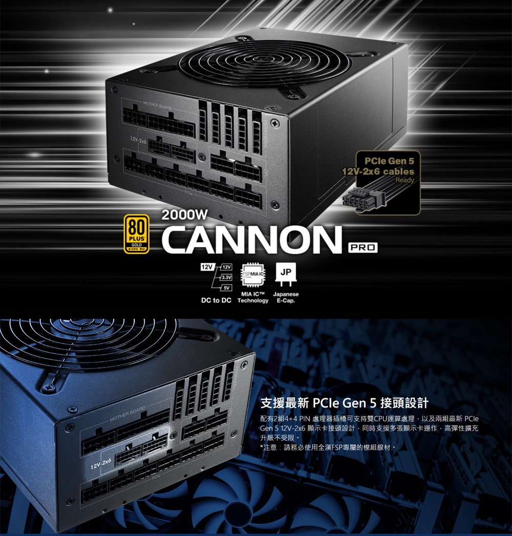 FSP CANNON PRO 2000W PC電源 80Plus Gold FSP 80 PLUS GOLD 認証