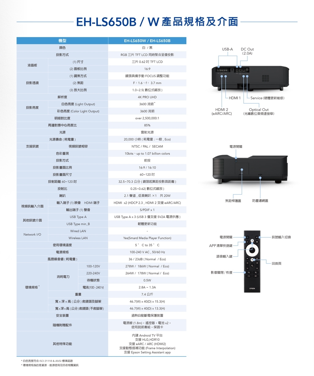 Epson愛普生 EH-LS650B - 詳情5