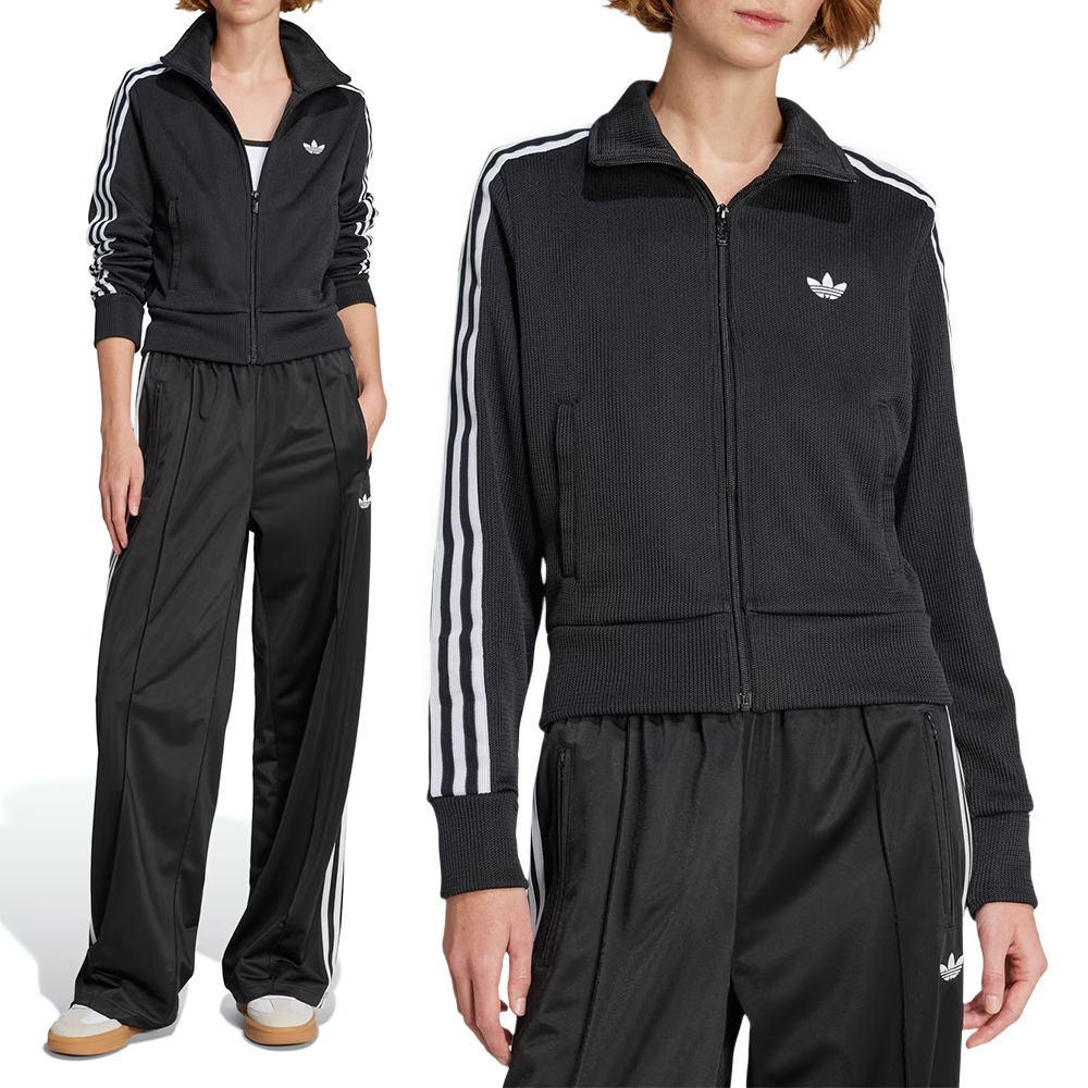 Adidas Firebird TT 女款黑色經典復古立領三條紋運動休閒外套JY2613