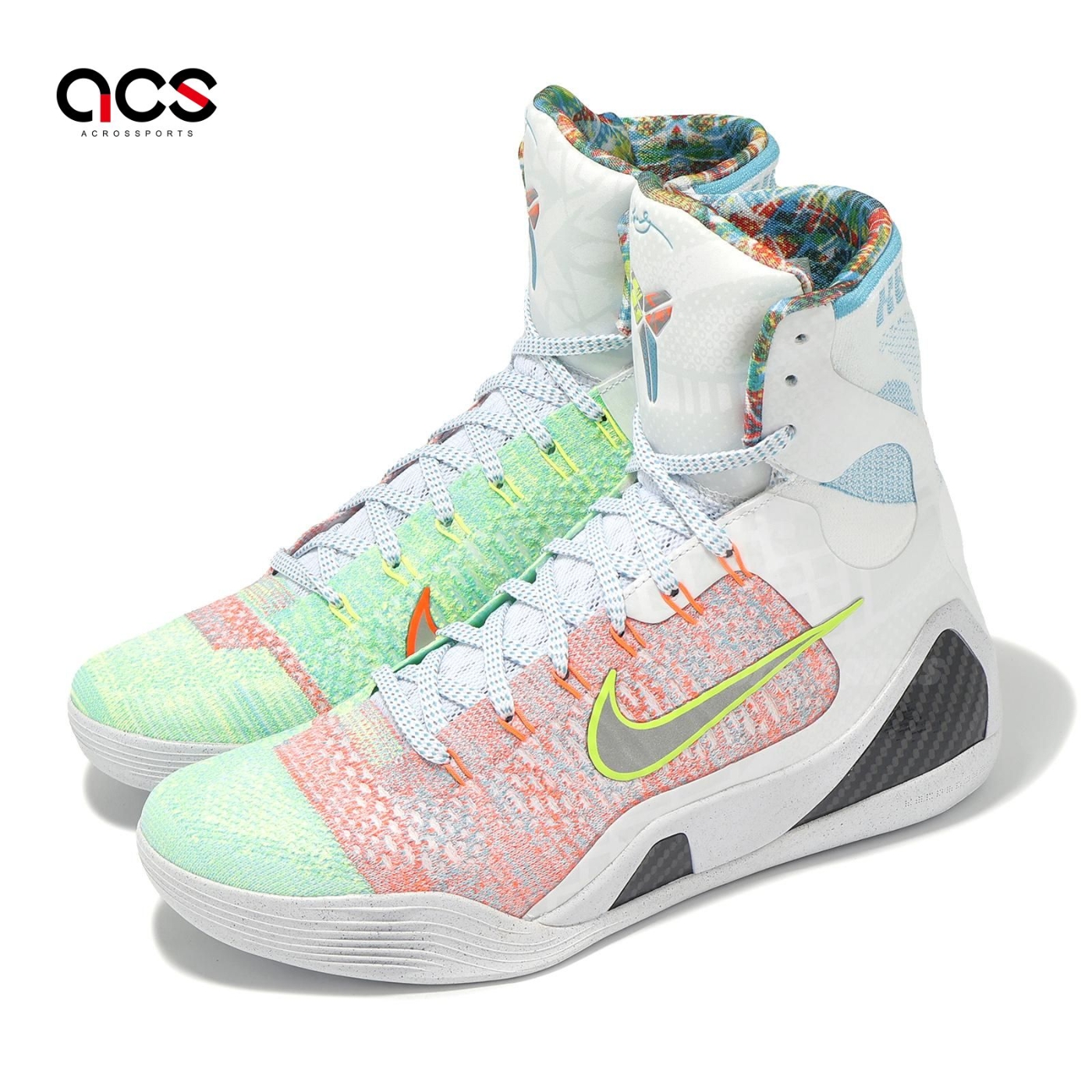 Nike 籃球鞋Kobe IX Elite High Protro 男鞋白橘綠高筒復刻針織