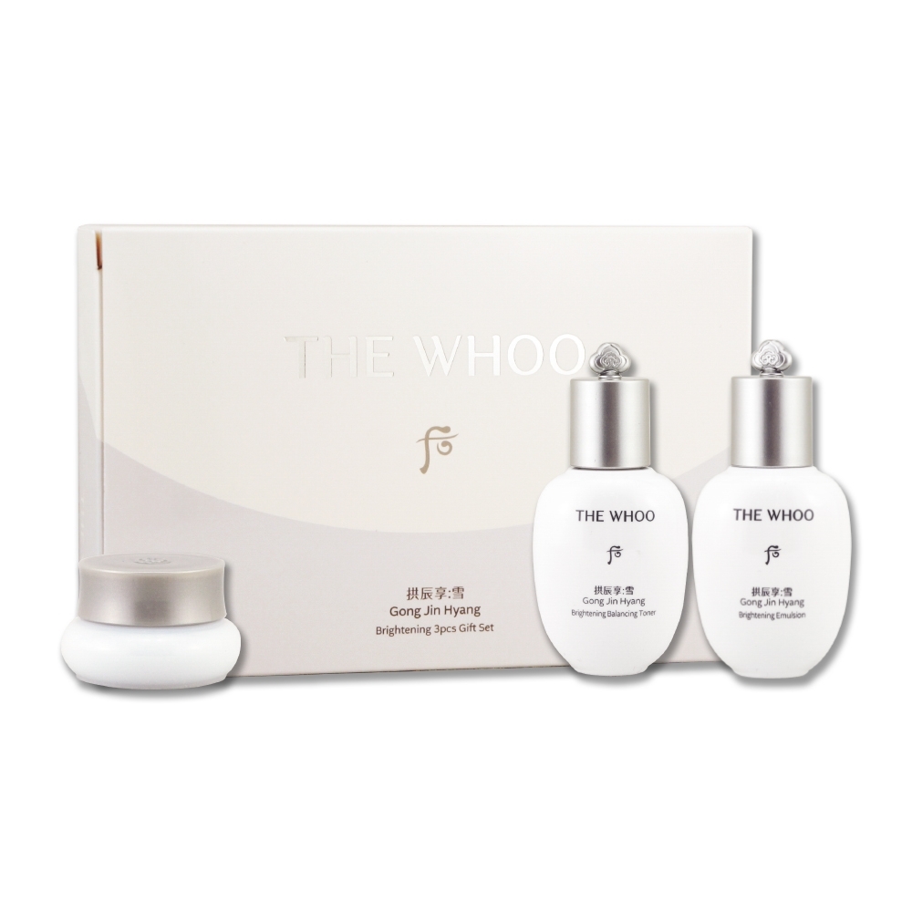 即期品)Whoo 后拱辰享雪淨白保養3件組（煥白凝露20ml+煥白凝乳20ml+煥