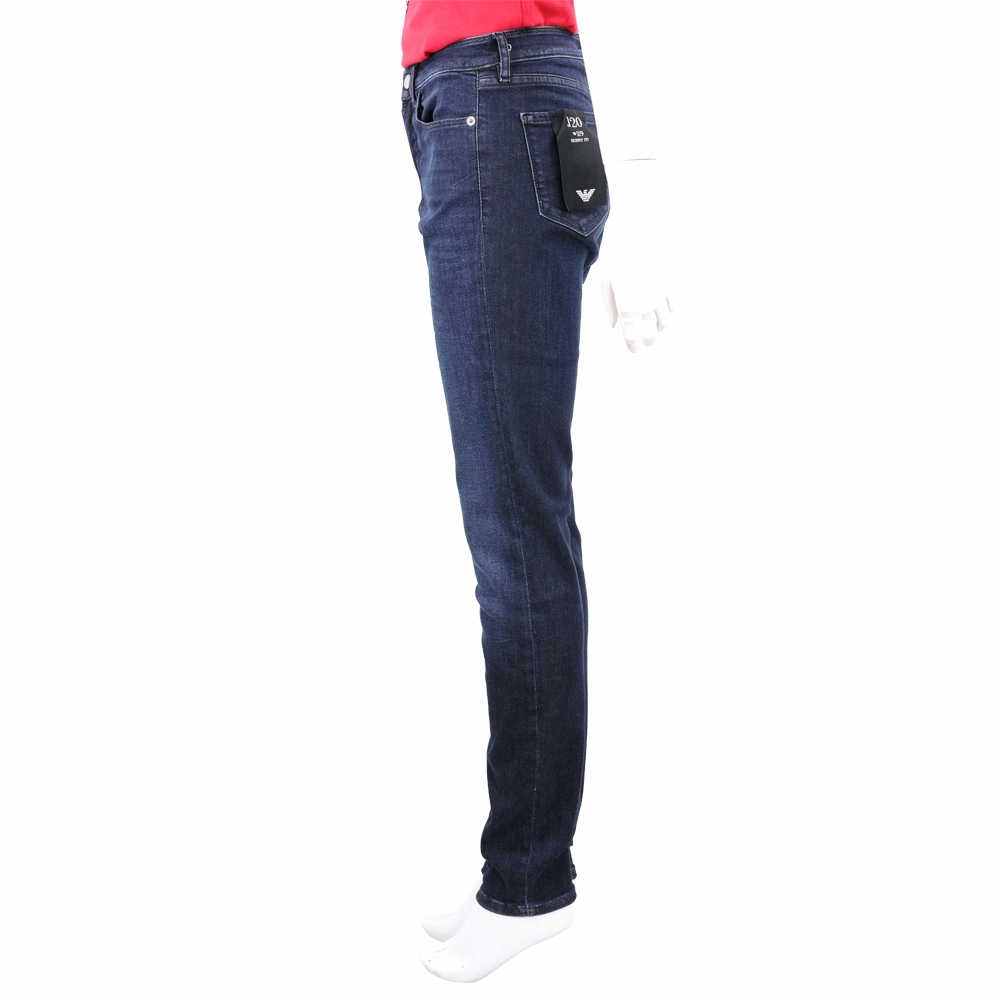 Emporio Armani J20 Skinny Fit 刷色細節深藍色窄管彈性牛仔褲| 精品 