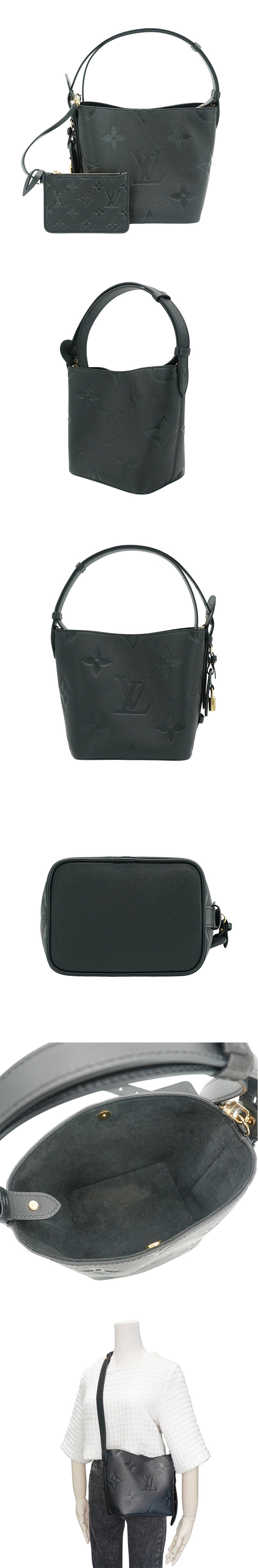 Louis Vuitton LV路易威登All In BB 壓紋牛皮斜背水桶包 M13480-黑 LV路易威登