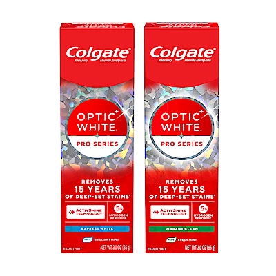 高露潔 (2入組) OPTIC WHITE光感．白 5% Pro Series瞬白牙膏85g 升級配方 (2款)