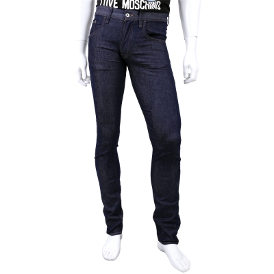 MOSCHINO 深藍色直筒牛仔長褲(男)