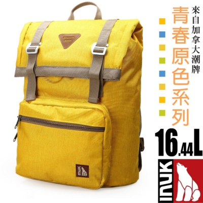 【加拿大 INUK】青春原色 潮牌人體工學避震背負後背包16.44L 黃色