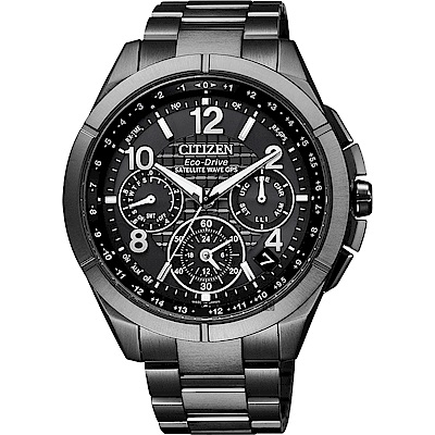 CITIZEN星辰 光動能鈦GPS衛星對時手錶 開學換新季 送禮推薦-黑/43mm CC9075-52F