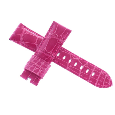 旺旺精品高階進口錶帶伊蓮娜訂製款沛納海大型錶鱷魚皮代用亮面桃紅色錶帶-22*20mm