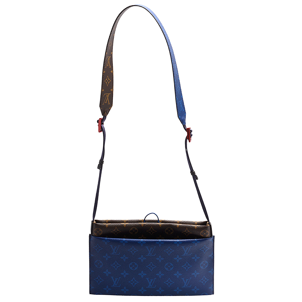 LV Louis Vuitton路易威登M43854 經典Pouch系列MM帆布結合Taiga皮革手