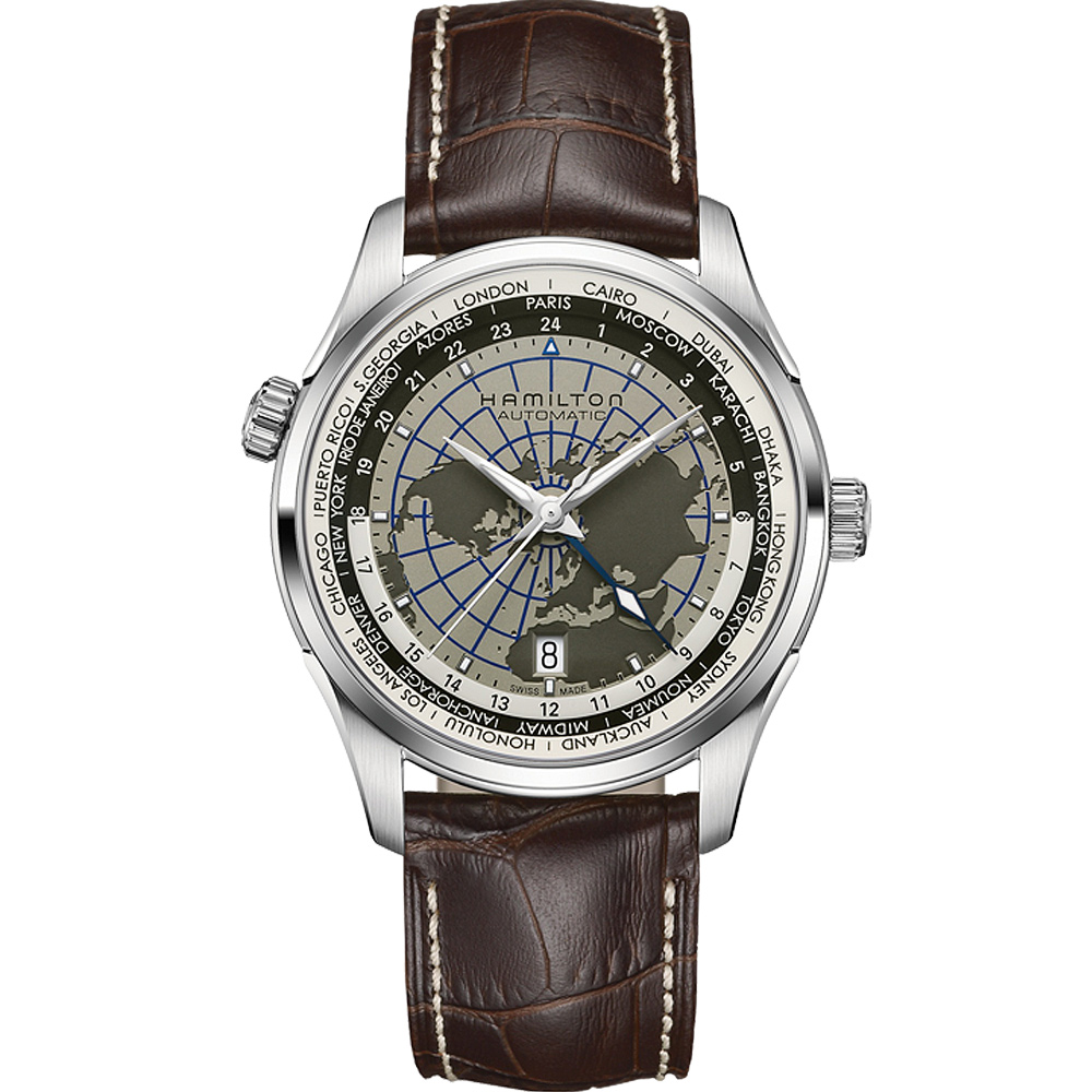 Hamilton JAZZMASTER GMT世界圖騰機械腕錶H3260558-42mm
