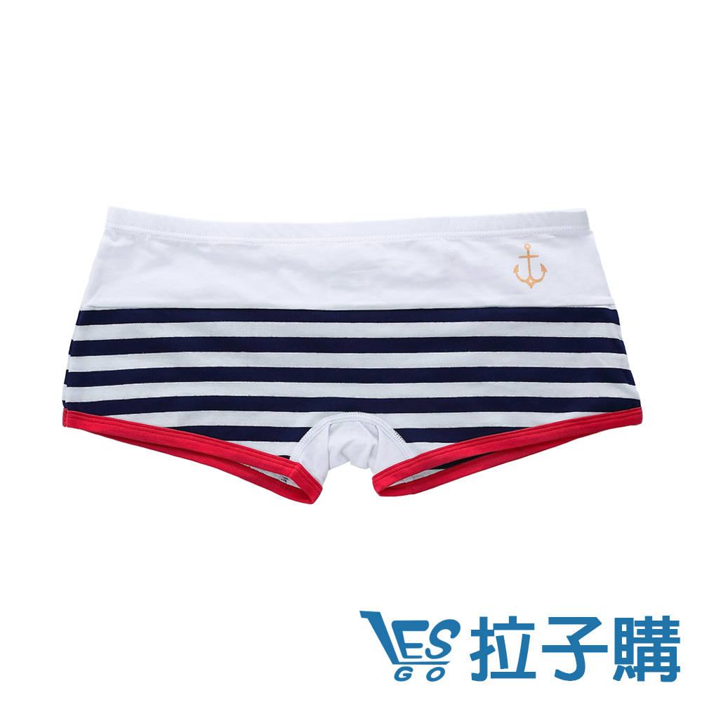 內褲 Navy.L海軍平口細條紋內褲 LESGO內褲 (白色)