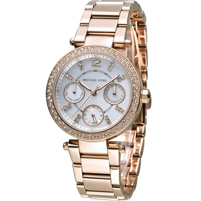 MICHAEL KORS 古典美學時尚腕錶-玫瑰金色/33mm