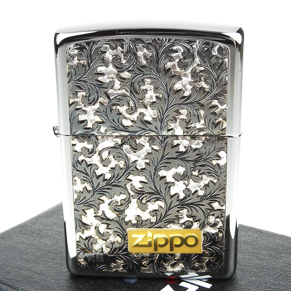 ZIPPO】日系~銀色鍍鈦-唐草雕花純銀貼片打火機| 日用雜貨| Yahoo購物中心