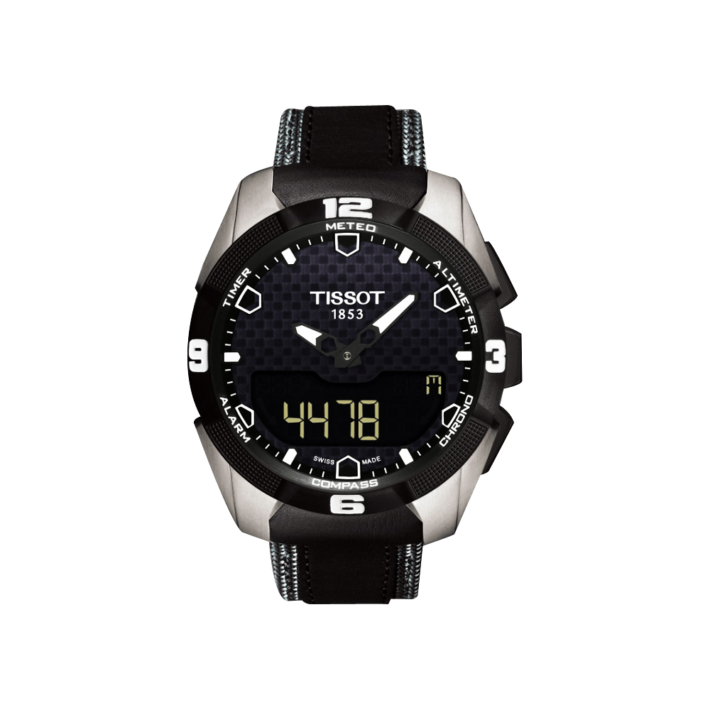 TISSOT 天梭官方授權T-TOUCH EXPERT SOLAR 鈦金屬太陽能觸控皮帶腕錶