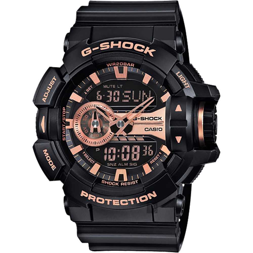 CASIO卡西歐 G-SHOCK 金屬系雙顯手錶 七夕寵愛季 送禮推薦-玫瑰金x黑 GA-400GB-1A4