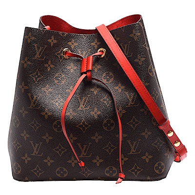 LV Louis Vuitton路易威登 M44021 經典Neonoe Monogram帆布印花牛皮鑲飾束口斜背/肩背水桶包