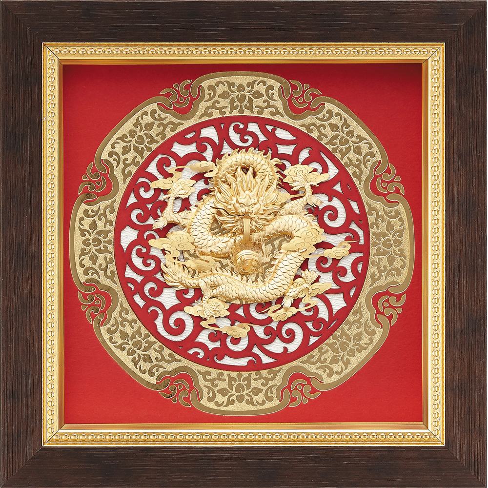金箔畫純金圓形窗花系列金龍【祥龍獻瑞】21x21cm | 開運畫作| Yahoo