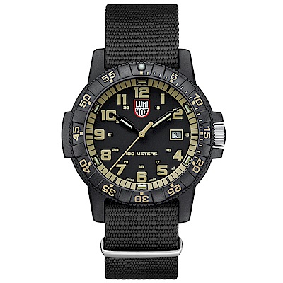 LUMINOX 雷明時SEA TURTLE 0320海龜系列腕錶-黑x卡其時標/44mm