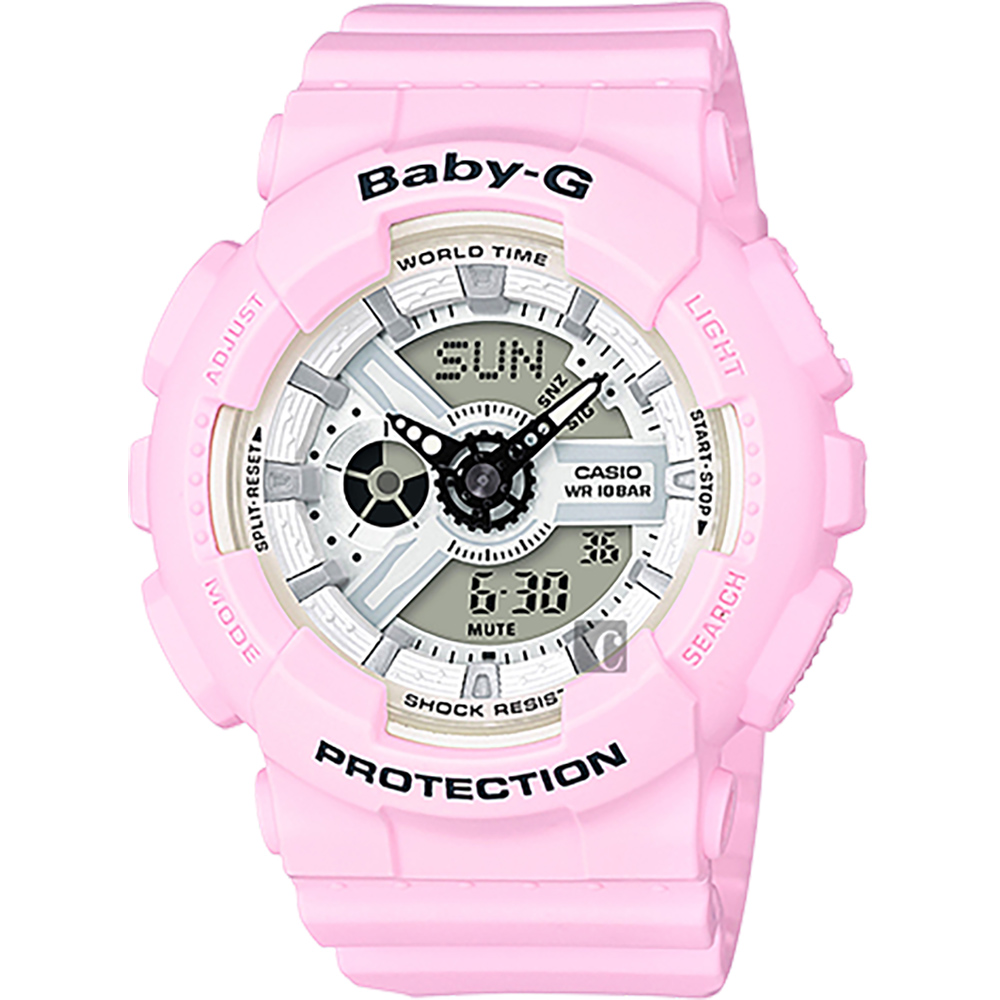 CASIO 卡西歐 Baby-G 粉嫩雙顯錶 七夕寵愛季 送禮推薦-粉紅/46mm BA-110BE-4A