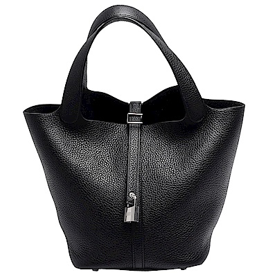 HERMES 愛馬仕Picotin Lock TAGO牛皮手提鎖頭包(黑-22cm)