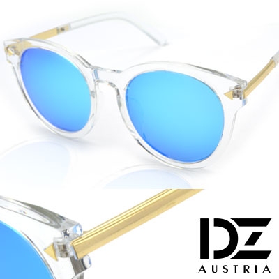 DZ 摩登小三角 抗UV 偏光太陽眼鏡墨鏡(透框冰藍膜)