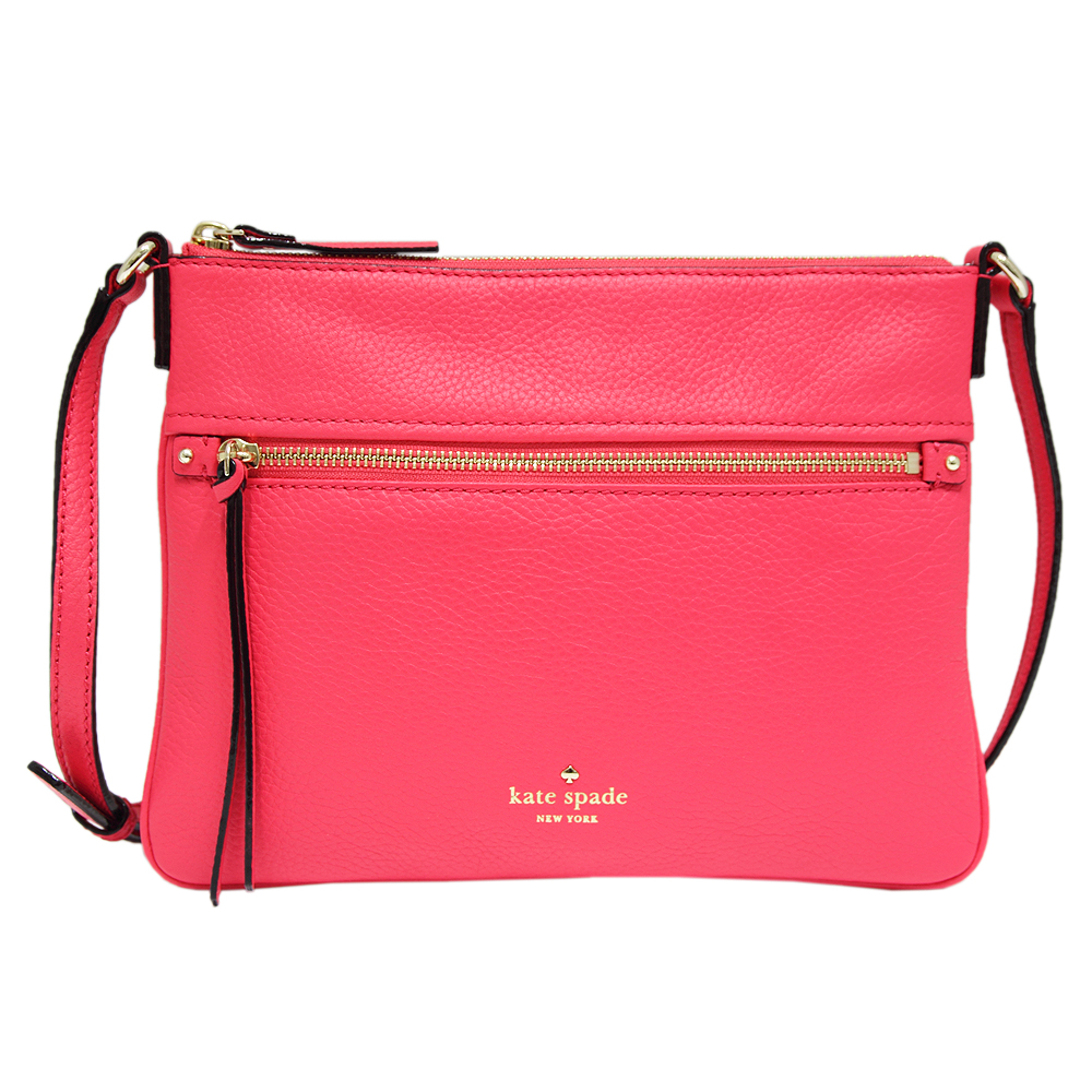 Kate spade cobble hill 拉鍊牛皮斜背包-蟹紅色