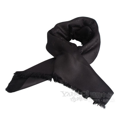 LOUIS VUITTON路易威登 LV【M71329】經典Monogram印花流蘇披巾(黑)