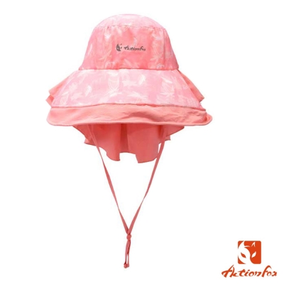 【挪威 ACTIONFOX】女新款 抗UV透氣印花遮陽帽UPF50+ 夾花粉紅
