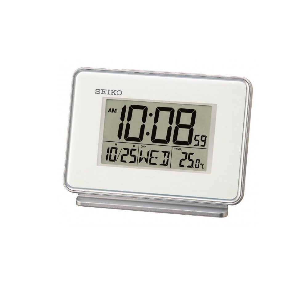 SEIKO 雙鬧鐘 溫度/日期顯示 電子鍾(QHL068W)-白/9x12.7cm