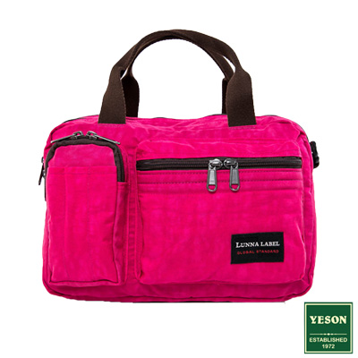 YESON - 商旅輕遊多隔層手提側揹包-桃紅