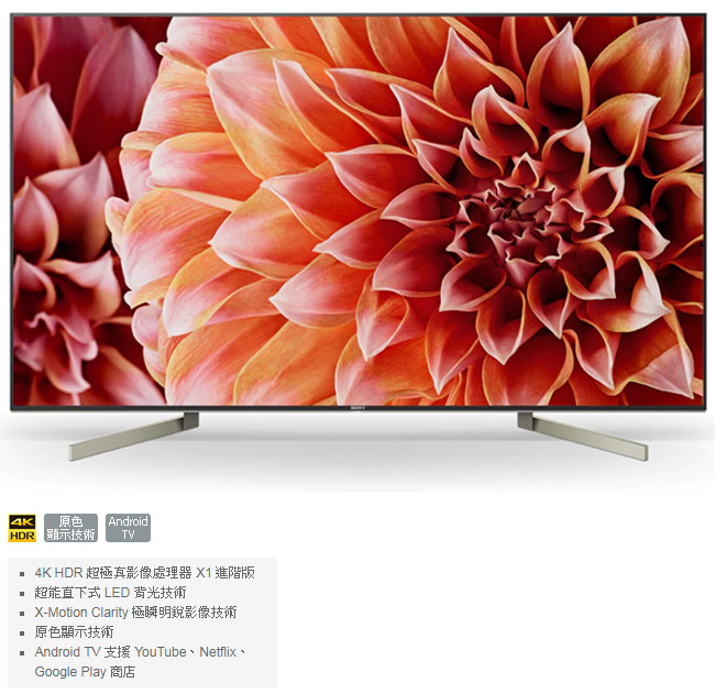 SONY 55吋4K HDR 液晶電視KD-55X9000F 電視| Yahoo購物中心