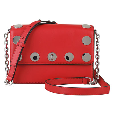 MICHAEL KORS RIVINGTON STUD轉釦鏈帶斜背包(亮紅