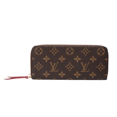 LV Louis Vuitton路易威登 M60742 經典Monogram拉鍊長夾(紫紅)
