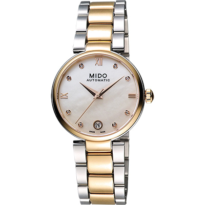 MIDO 美度 官方授權 Baroncelli 優雅羅馬真鑽機械女錶 開學換新季 送禮推薦-33mm M0222072211610