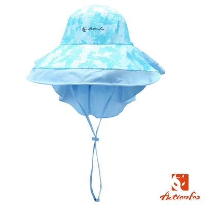 【挪威 ACTIONFOX】女新款 抗UV透氣印花遮陽帽UPF50+ 夾花淺藍