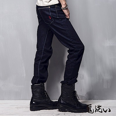 鬼洗 BLUE WAY 激彈低腰窄直筒褲-原生藍