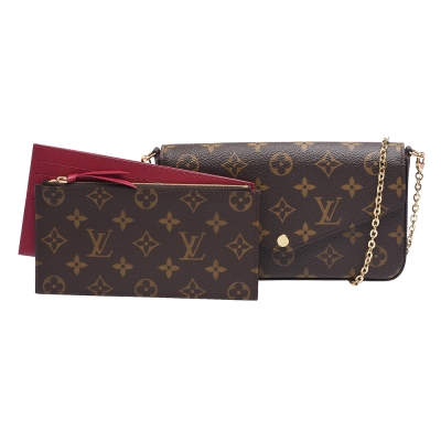 LOUIS VUITTON路易威登 LV M61276 Pochette F?licie系列肩揹/手拿包(紫紅)