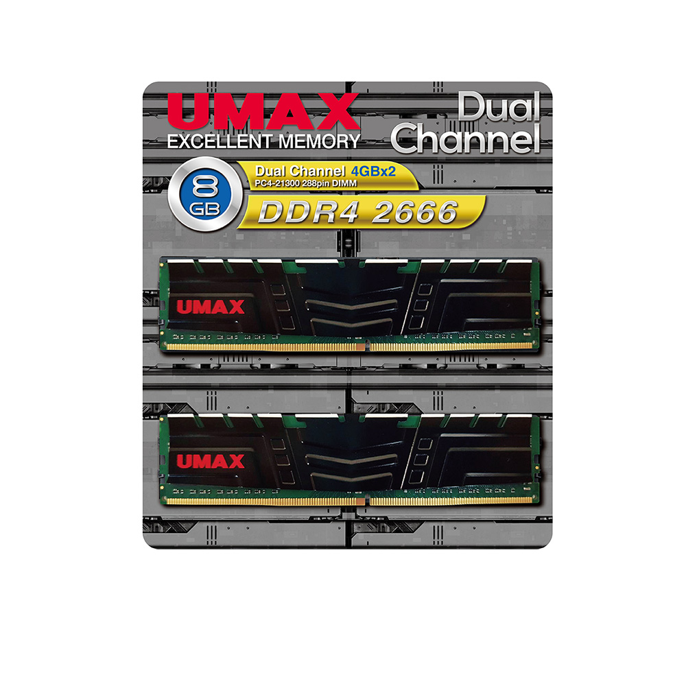UMAX DDR4 2666 8GB (4GBx2)含散熱片-雙通道原生顆粒桌上型| DDR4 2666